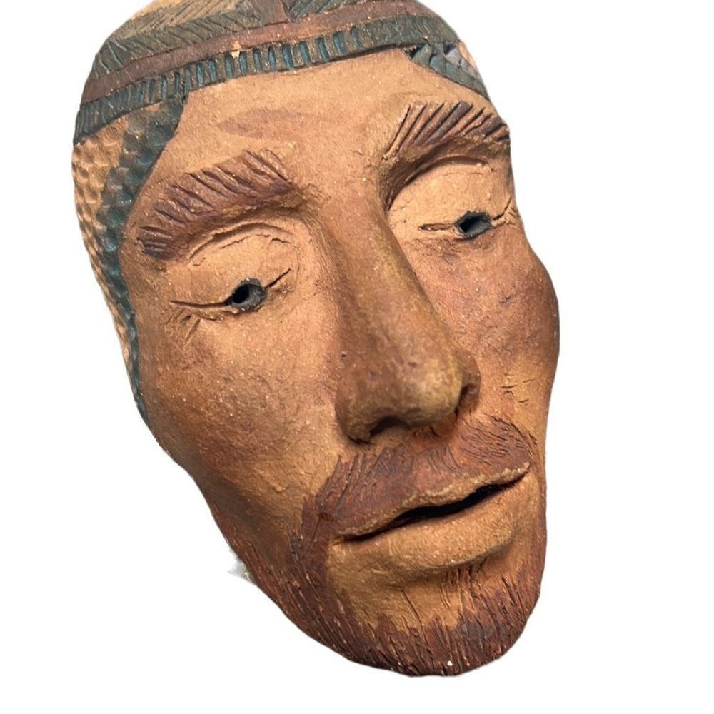 Vintage Southwestern Hand Sculpted Spirit Mask Hallmarked Birdsong Face Mask